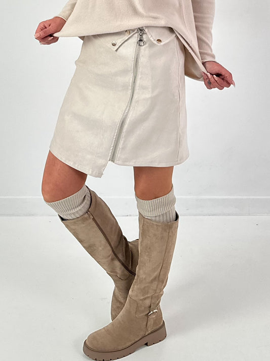 Rock in Wildlederoptik Modell "Zip Line" - beige