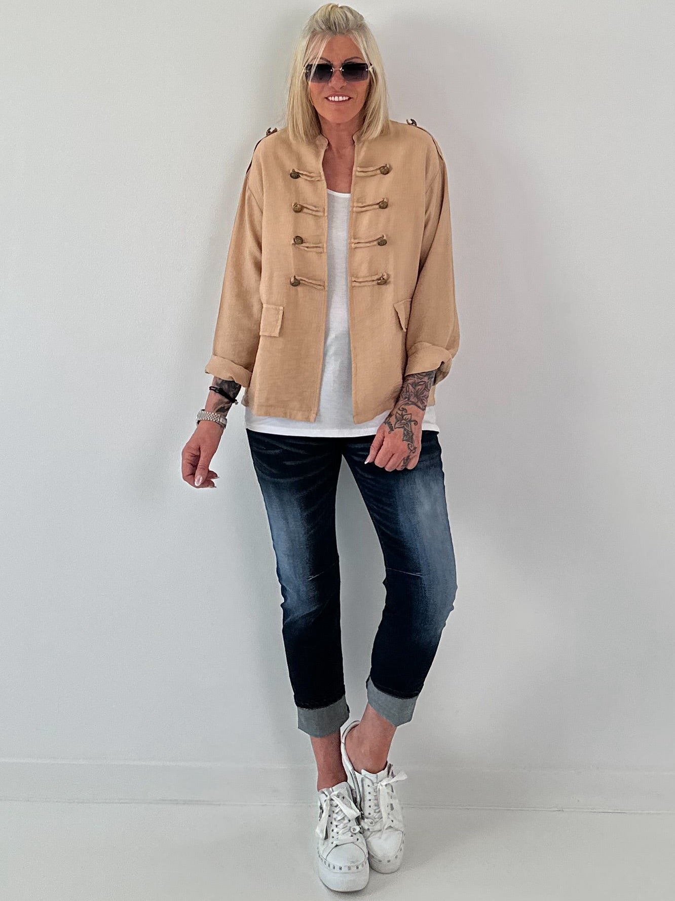 Lightweight Military Look Jacket - camel
