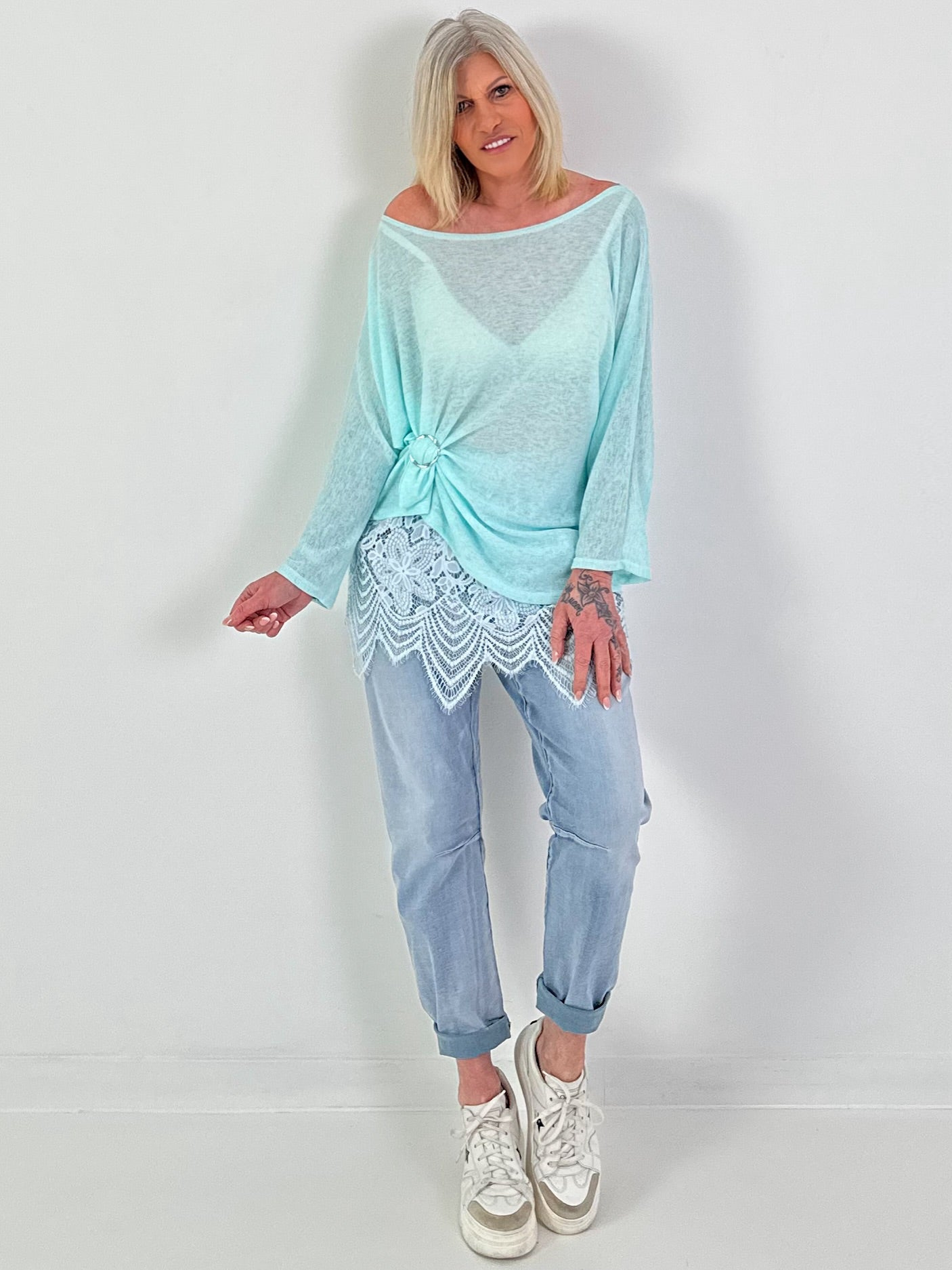 Leichter Oversized Pullover - mint