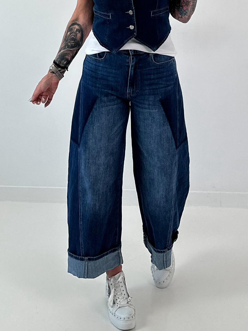 Jeans mit weitem Bein - denim