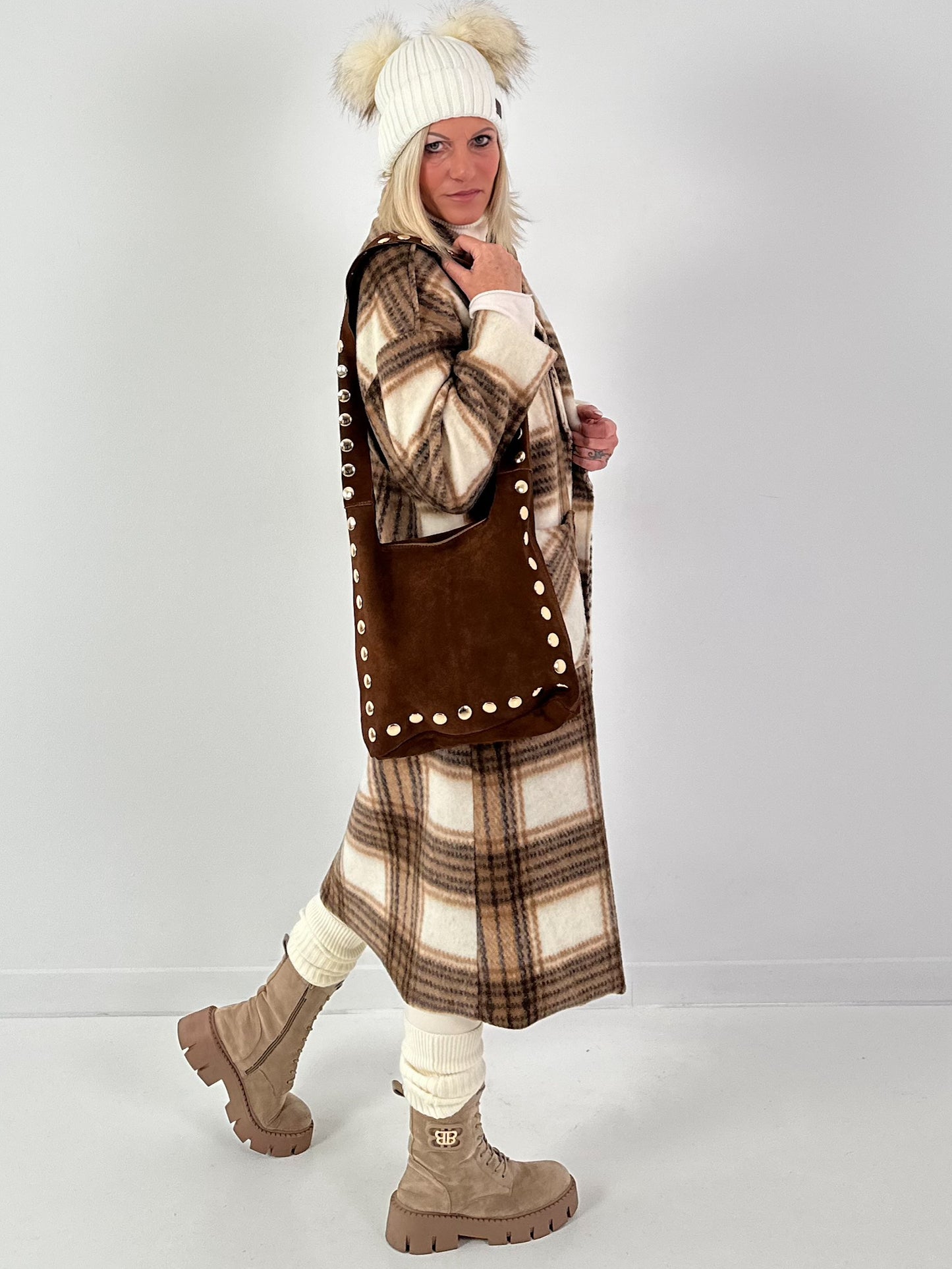 Suede bag model "Nomad" - chocolate