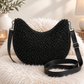 XXL Crossbody Bag in Teddykrul-optiek - zwart