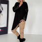 Asymmetrischer Sweater mit Kreuz- und Lederoptik-Details - schwarz