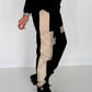 Sweathose im Materialmix - schwarz-beige