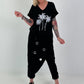 T-shirt with glitter palm trees - black