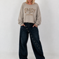 Sweater mit Linksnähten und Print - taupe