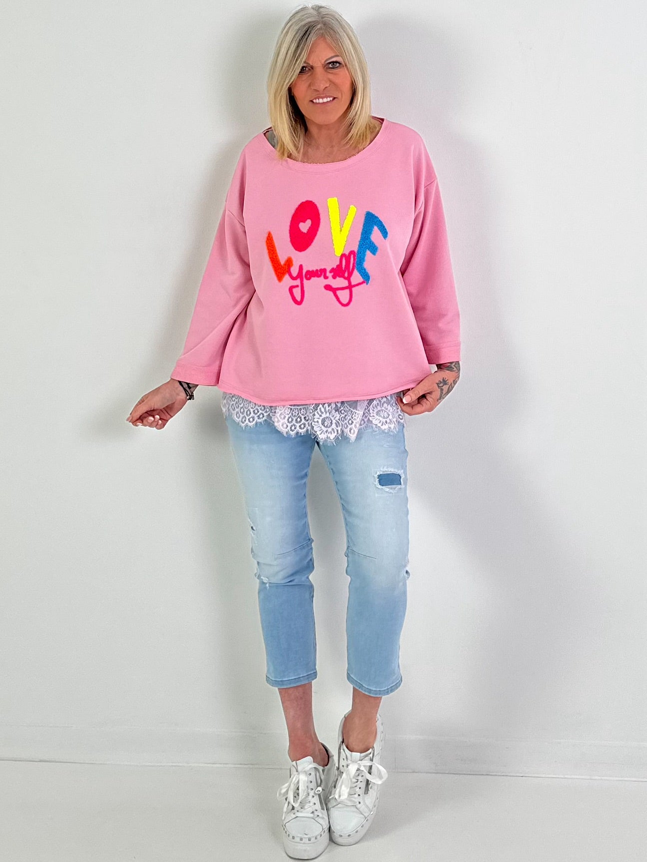 Sweater Modell "Love yourself" - rosa