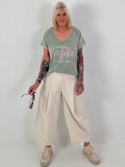 T-Shirt with statement print - khaki