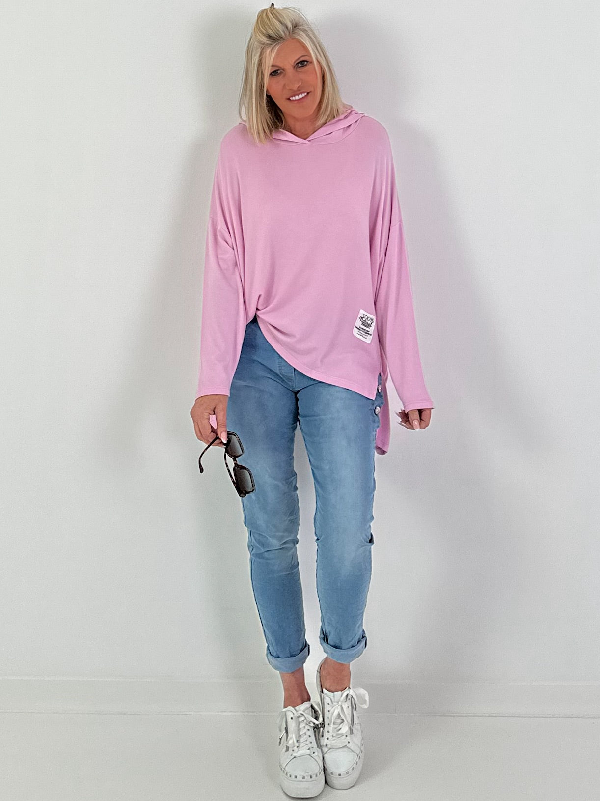Feinstrick Hoodie - rosa