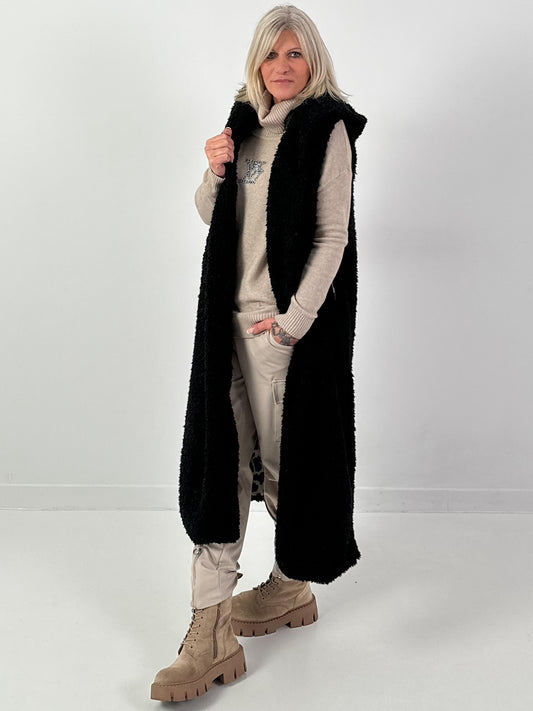 Longweste Modell "Leo Layers" - schwarz