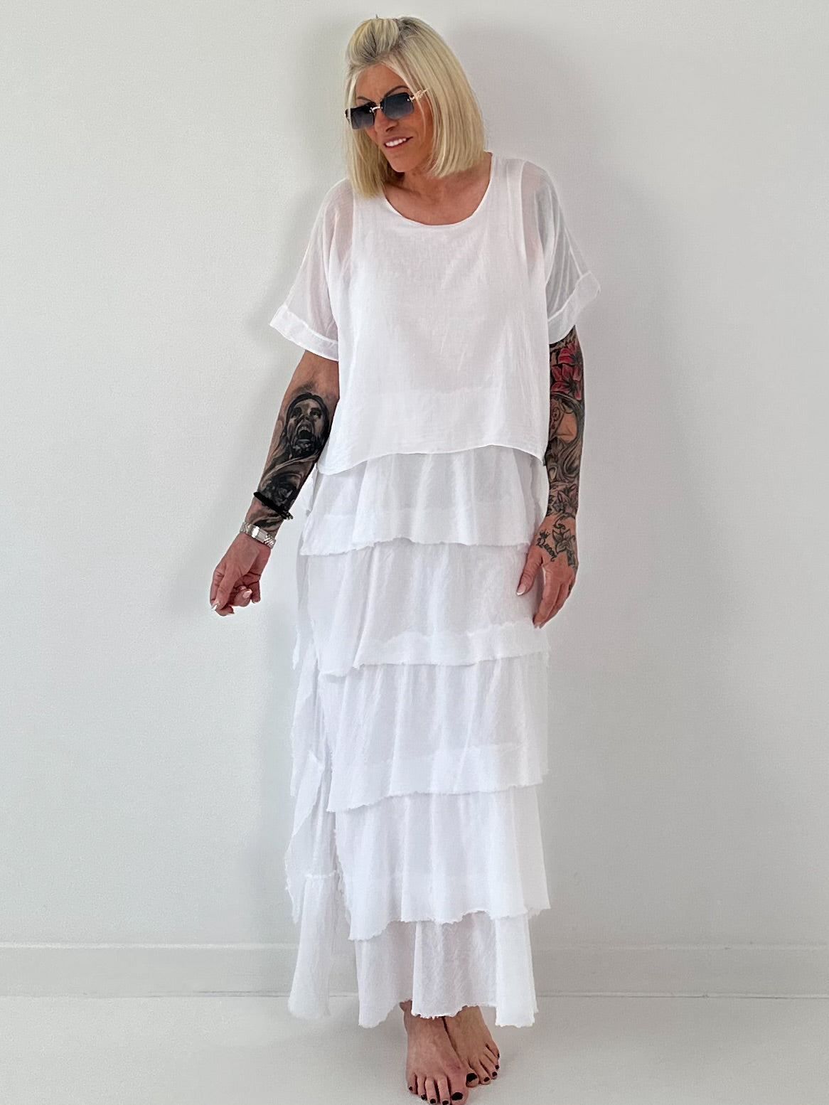 Kleid im Lagenlook - weiss