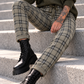 Hose im Karo-Look - oliv-mehrfarbig