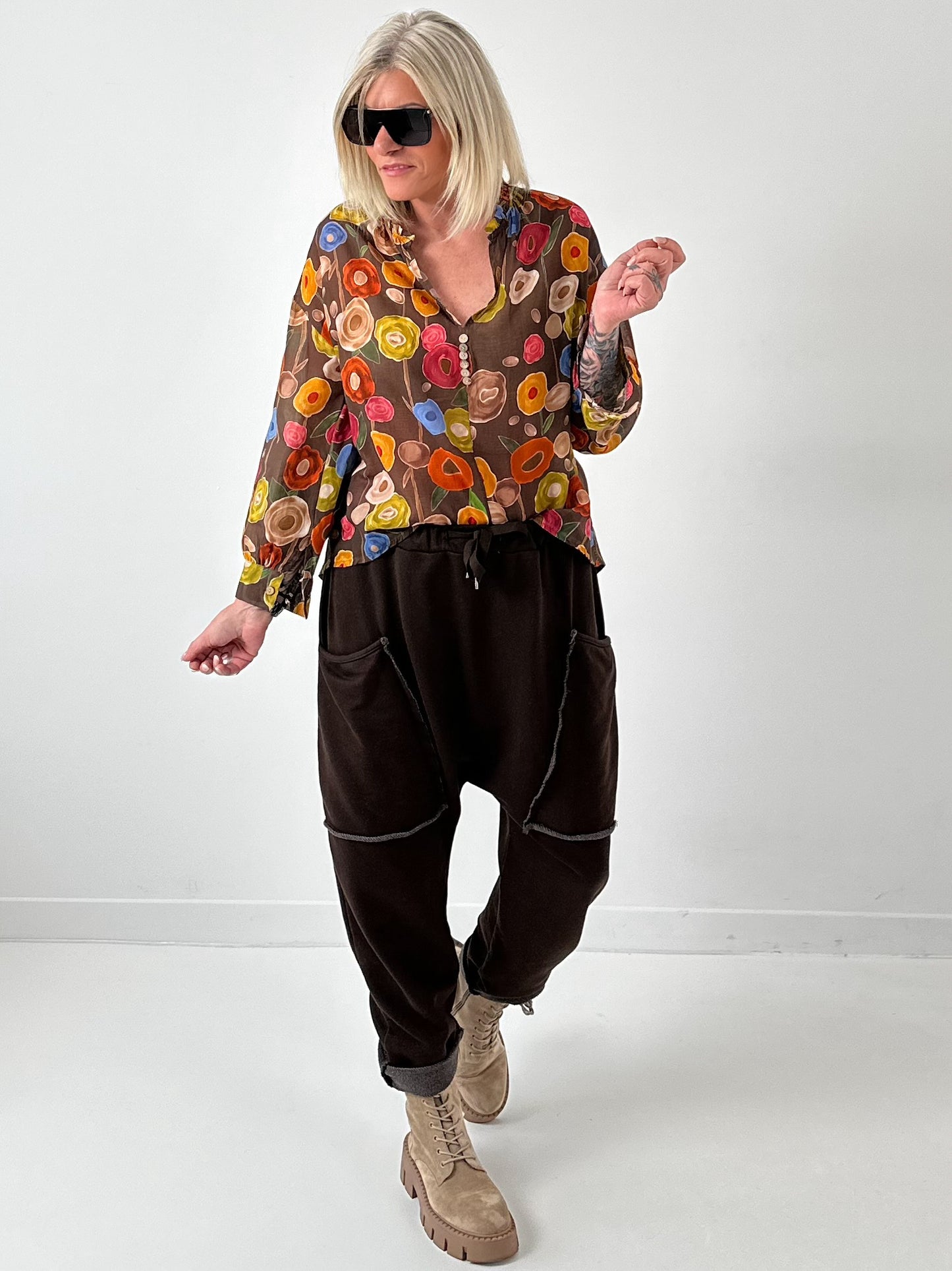 Tuniek model "Flower" - chocolade-veelkleurig