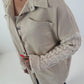 Lässiges Wildleder-Optik Hemd mit Strickarm - beige