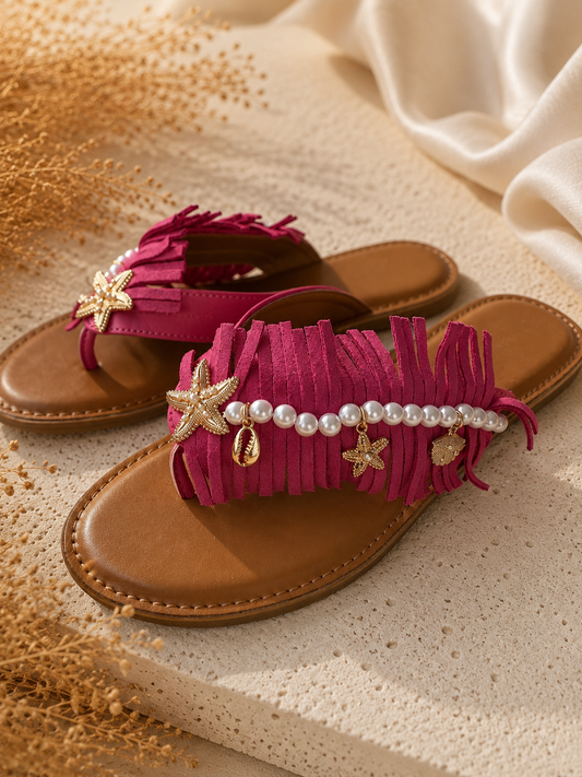 Ibiza Flipflops mit Details - pink