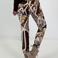 Hose in Wildleder-Optik mit Print Mix - leo - mokka