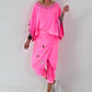 Poncho Shirt mit Leo Print - neonpink