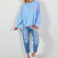 Oversized Sweater Dog Mom - Light Blue