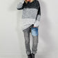 Long pullover model "Block Spark" - grey-multicoloured