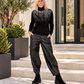 Rollkragenpullover mit Pailletten - schwarz