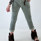 Hose stone washed mit Gürtel - khaki
