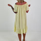 Kleid mit kurzen Ärmeln und Volant - gelb