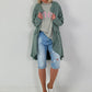 Linen Short Coat with Eyelets - Khaki