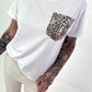 T-Shirt mit Leo Glitzerpatch - weiss-beige