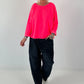 Sweatshirt SWEET mit Leo-Print - neonpink