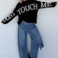 Oversized Strickpullover Dont Touch Me - schwarz-weiss
