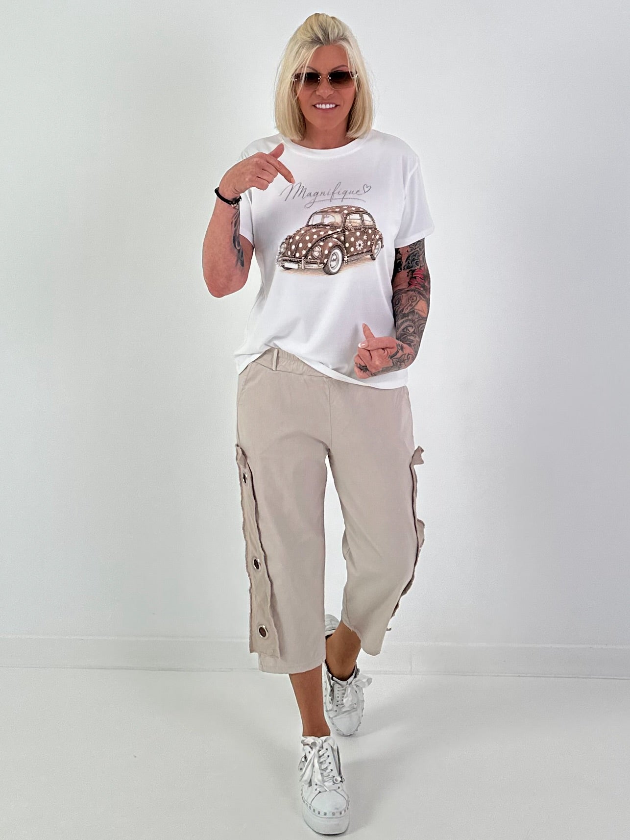 T-Shirt Magnifique - weiss-beige