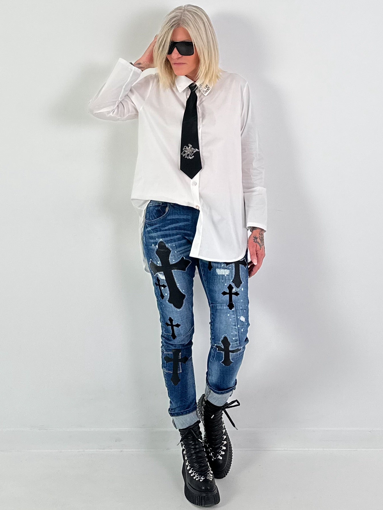 Blouse model "Crystal Collar" - wit