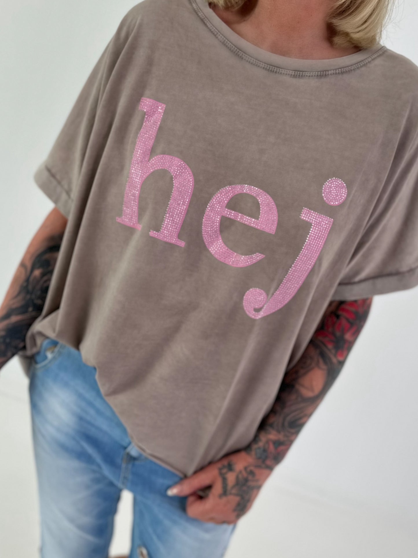 T-shirt Hej - taupe
