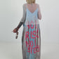 Long dress with a printed design and side pockets - light blue multi-colored