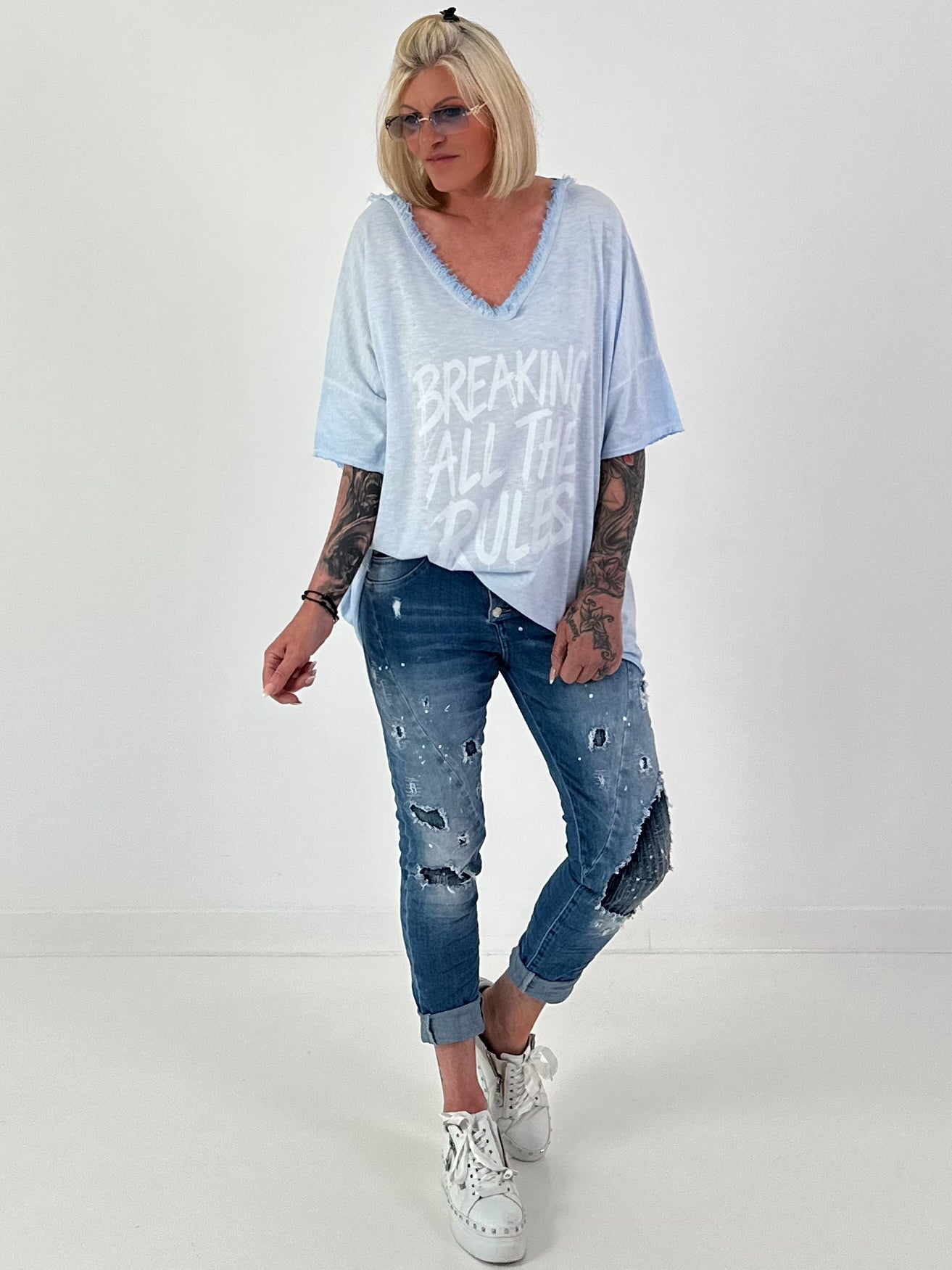 Oversized Shirt Breaking Rules - light blue