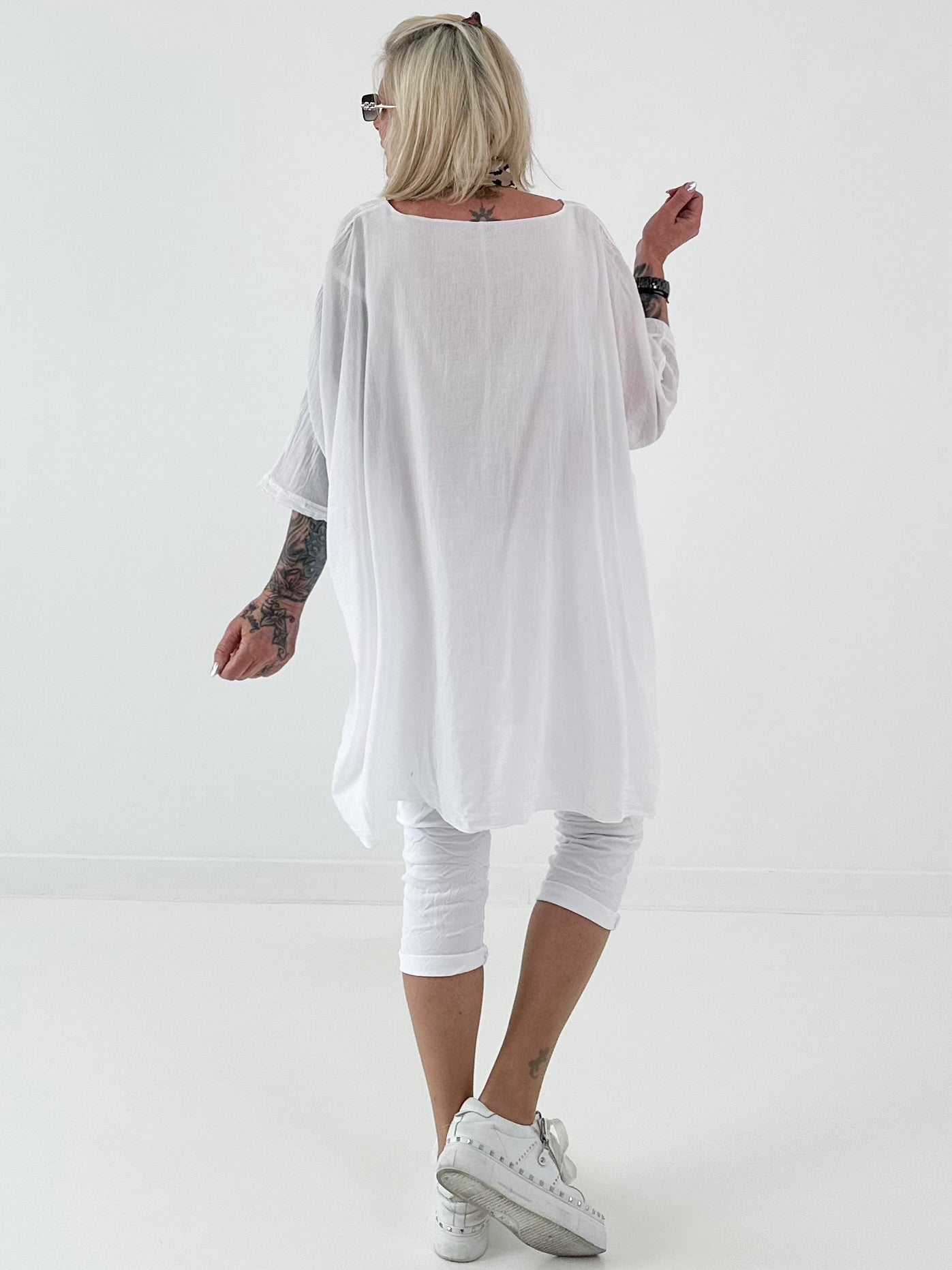 Tunika im Layer-Look - weiss