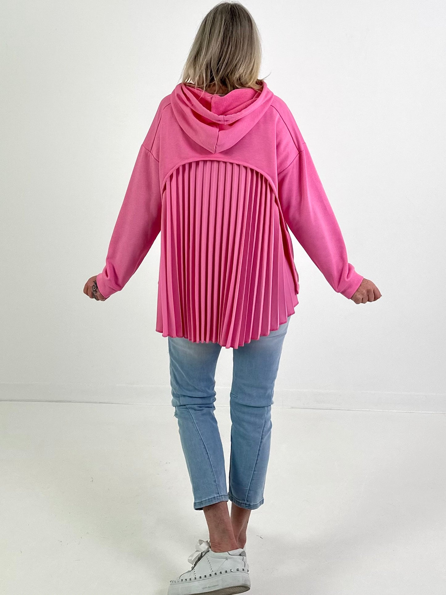 Hoodie mit Plissee-Einsatz Modell "Pleat Motion" - rosa