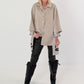 Hemdjacke in Jeansoptik - taupe