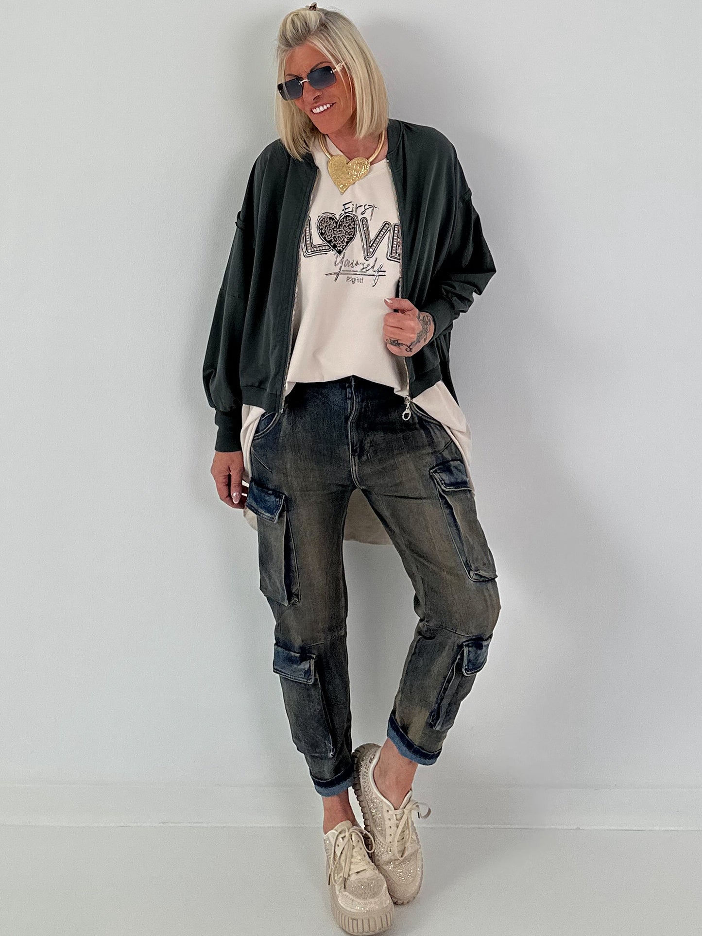 Jacke mit Rückenprint - anthrazit