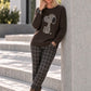 Pullover mit Strass-Cartoon-Motiv - mokka