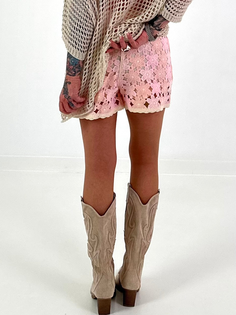 Crochet Shorts - pink-multicoloured