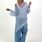 Häkelpullover asymmetrisch - hellblau