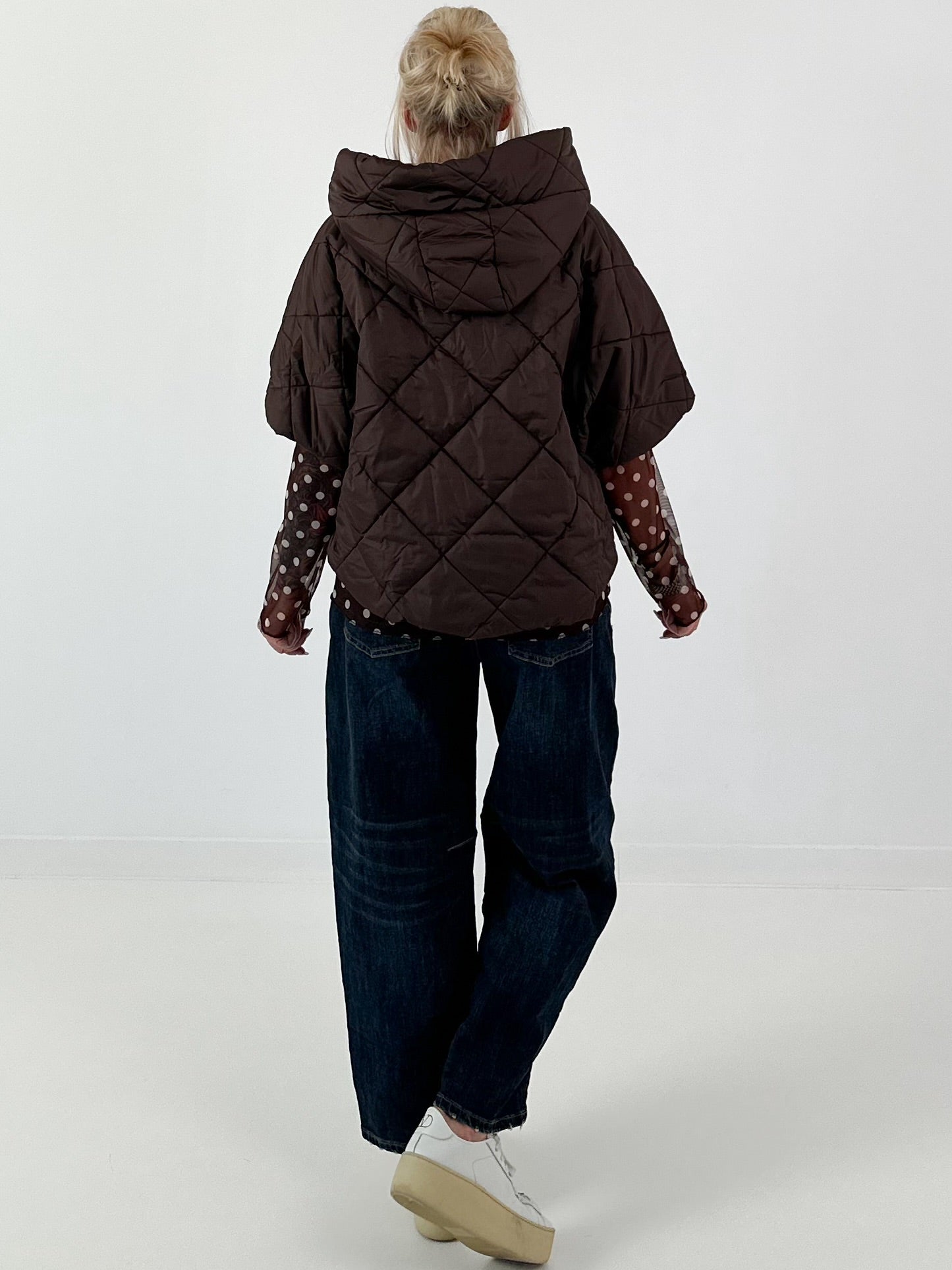 Jacket with XL collar and hood - mocha