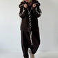 Cuddly knit cardigan with XXL fur collar - mocha