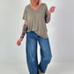 Ripp Shirt mit Fransendetails - taupe