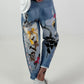 Jeanshose mit floralem Printmix - blau-mehrfarbig