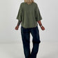 Shirt with half sleeves and stylish outer seams - khaki
