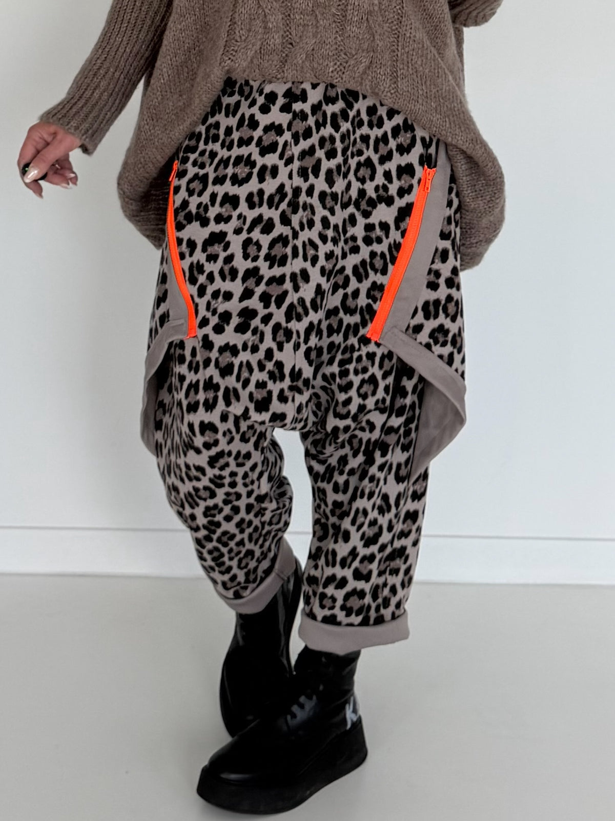Haremhose im Leo-Print - taupe-mehrfarbig