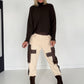 Sweathose im Materialmix - beige-mokka