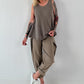 Grobes Leinen/Baumwoll Top - taupe